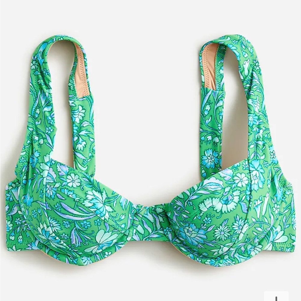 JCrew - 42D - Cross-back underwire bikini top in marigold blooms - NWT